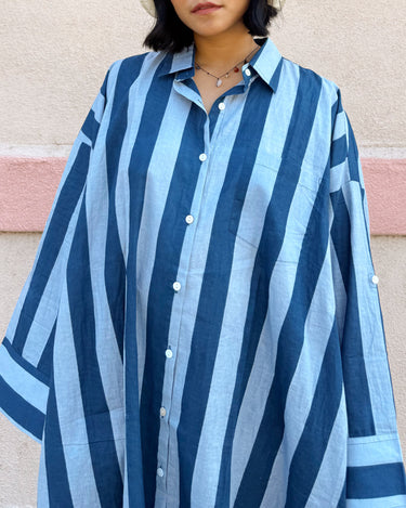 Big Shirt Dress in Lapis Stripe