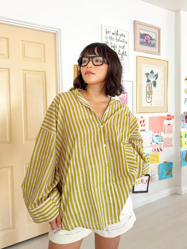 Signature Big Shirt in Avocado Stripe (Limited Edition)
