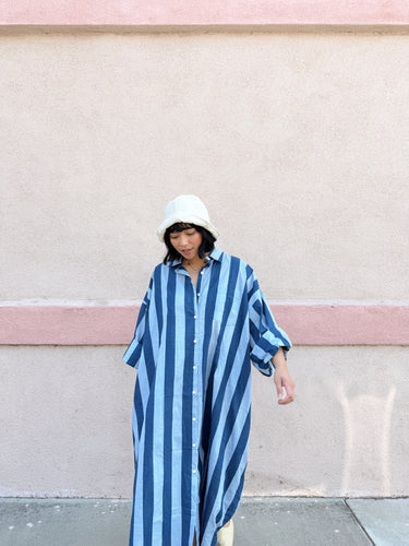 Big Shirt Dress in Lapis Stripe