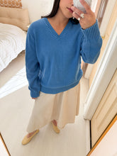 Load image into Gallery viewer, 100% Cotton Blue Knit Sweater