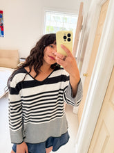 Load image into Gallery viewer, All Cotton Striped V Top