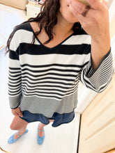 Load image into Gallery viewer, All Cotton Striped V Top