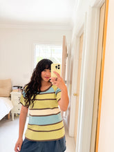 Load image into Gallery viewer, Avocado Cyan Striped Top
