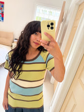 Load image into Gallery viewer, Avocado Cyan Striped Top