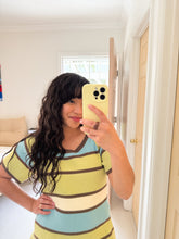 Load image into Gallery viewer, Avocado Cyan Striped Top