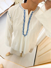 Load image into Gallery viewer, Blue Floral Embroidered Tunic