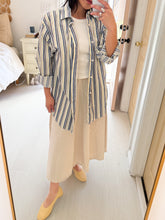Load image into Gallery viewer, Yellow Blue Brown Striped Button Down Shirt
