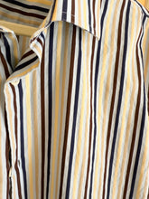 Load image into Gallery viewer, Yellow Blue Brown Striped Button Down Shirt