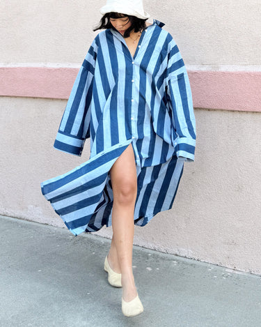 Big Shirt Dress in Lapis Stripe