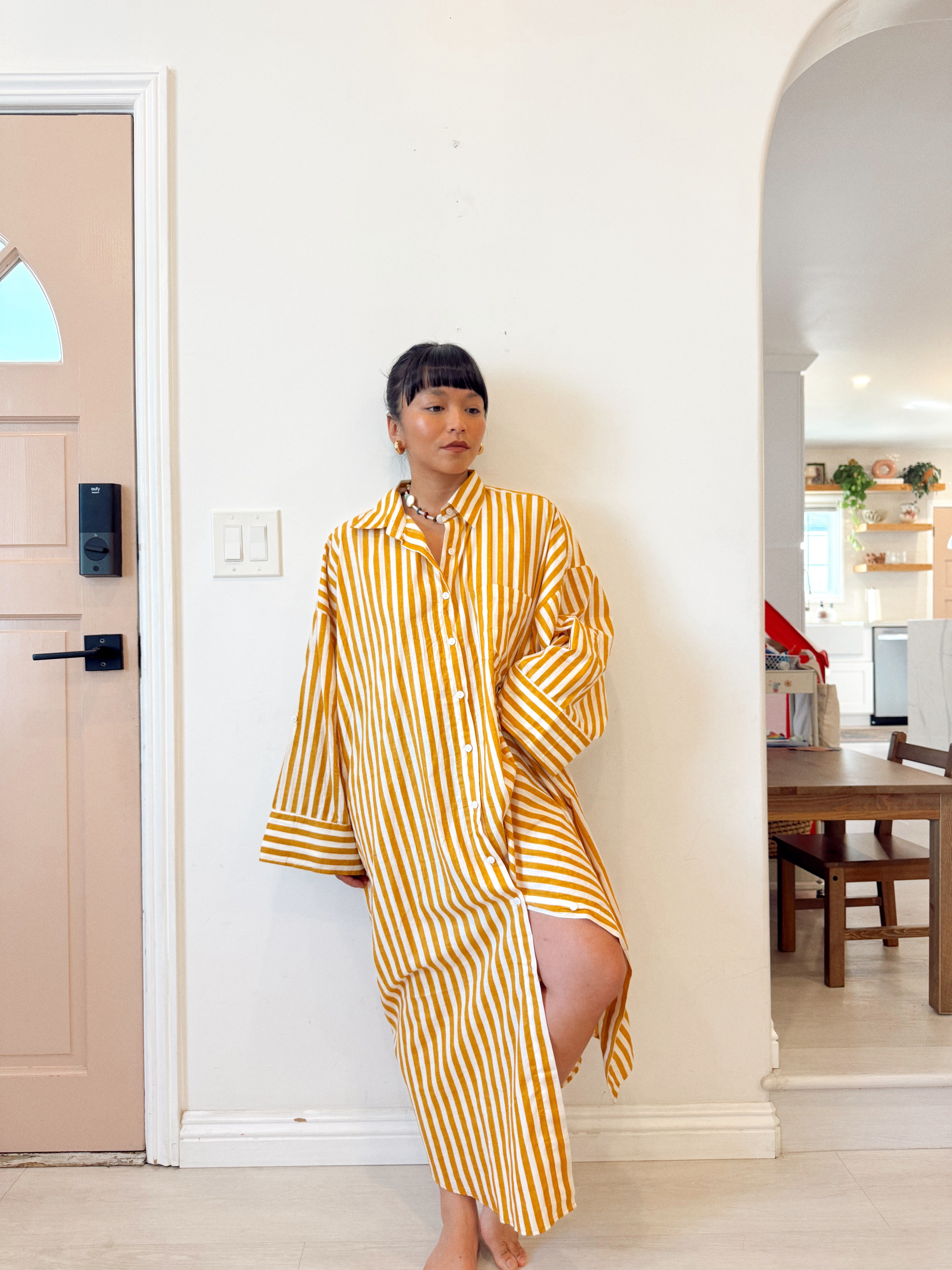 big shirt dress KONBECA Women's Plus Size Sundress, Solid Lapel Single Breasted Short Sleeve Mini Dress, Orange XL
