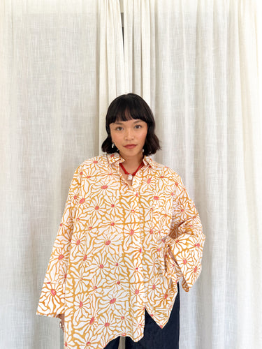 SAMPLE SALE: Signature Big Shirt Wavy Floral Block Print