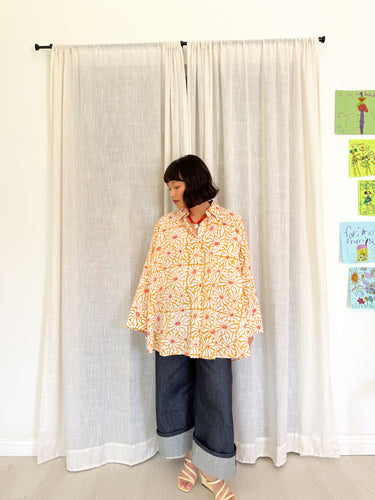 SAMPLE SALE: Signature Big Shirt Wavy Floral Block Print