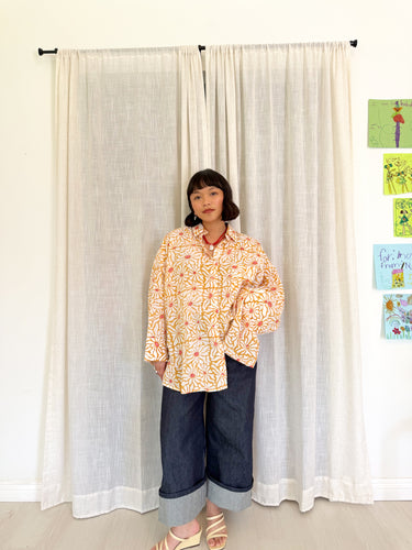 SAMPLE SALE: Signature Big Shirt Wavy Floral Block Print