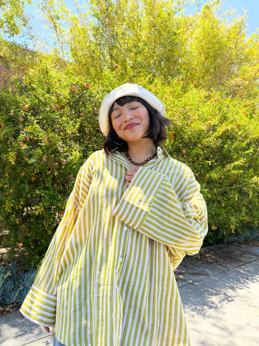 Signature Big Shirt in Avocado Stripe (Limited Edition)