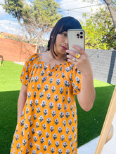 Load image into Gallery viewer, Lola Dress in Marigold Floral Block Print
