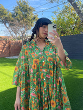 Load image into Gallery viewer, Adeline Dress in Green Floral Block Print
