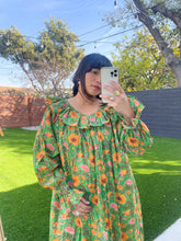 Load image into Gallery viewer, Isabel Dress in Green Floral Block Print
