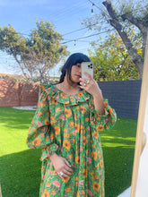 Load image into Gallery viewer, Isabel Dress in Green Floral Block Print
