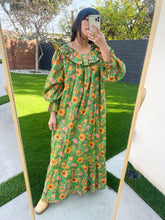 Load image into Gallery viewer, Isabel Dress in Green Floral Block Print
