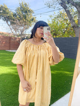 Load image into Gallery viewer, Puff Sleeve Dress in Yellow Stripe
