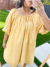 Load image into Gallery viewer, Puff Sleeve Dress in Yellow Stripe
