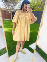 Load image into Gallery viewer, Puff Sleeve Dress in Yellow Stripe
