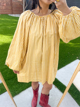 Load image into Gallery viewer, Poet Dress in Yellow Stripe
