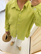 Load image into Gallery viewer, 100% Linen Chartreuse Blouse
