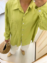 Load image into Gallery viewer, 100% Linen Chartreuse Blouse
