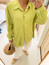 Load image into Gallery viewer, 100% Linen Chartreuse Blouse
