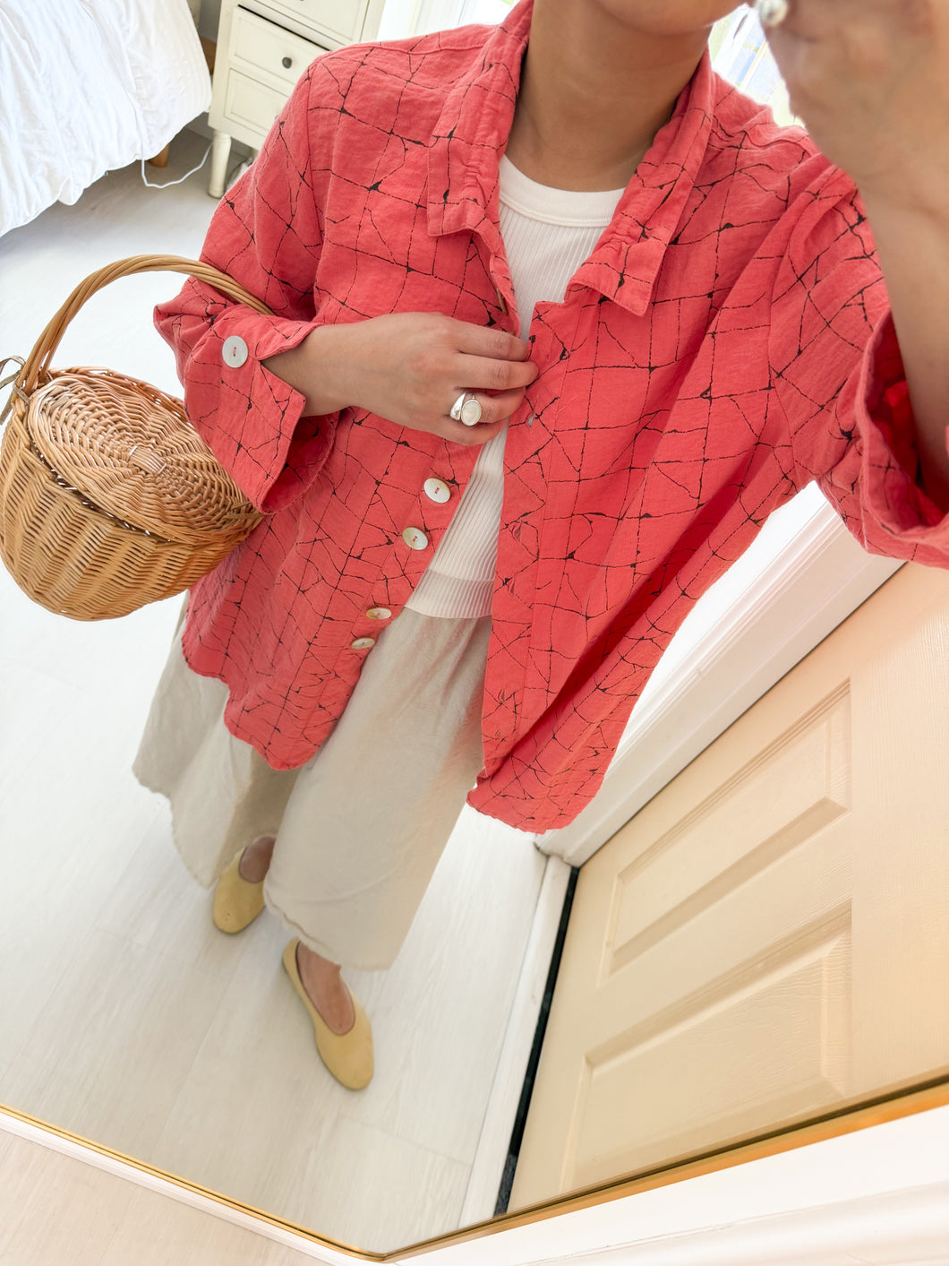 Cotton Blood Orange Patterned Shirt