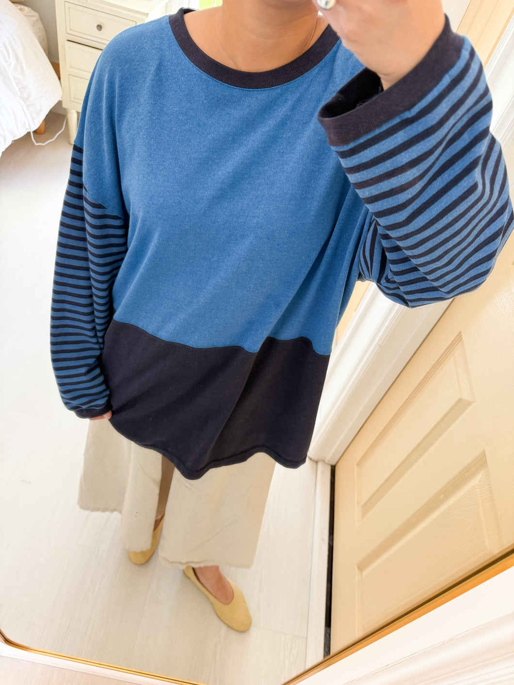 Striped Drop Sleeve Blues Tee