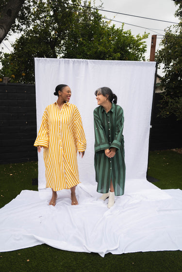 SAMPLE SALE: Big Shirt Dress in Marigold Stripe