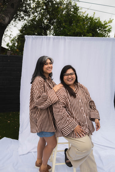 SAMPLE SALE: Signature Big Shirt in Brown Stripe