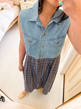 Load image into Gallery viewer, Denim Cotton Flannel Plaid Dress
