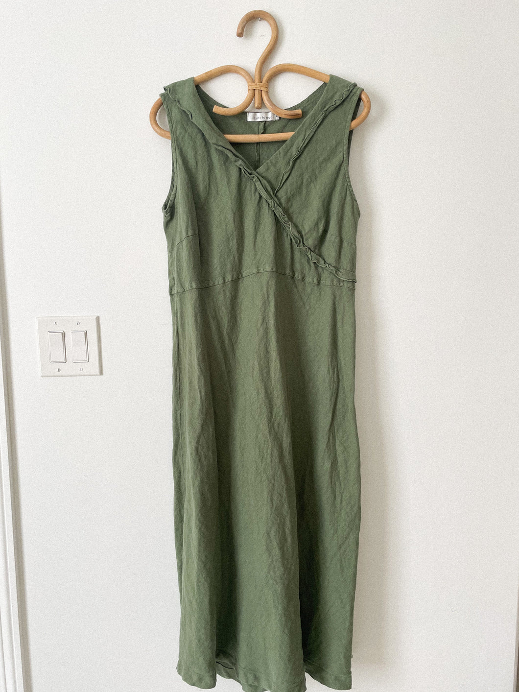 100% Linen Forest Green Dress
