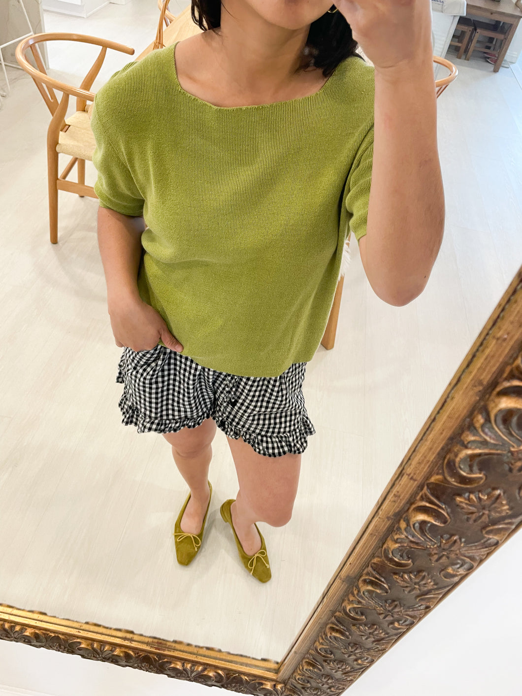 Chartreuse Square Neck Top