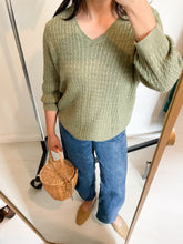 Load image into Gallery viewer, Sage Cable Cotton Sweater
