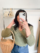 Load image into Gallery viewer, Sage Cable Cotton Sweater

