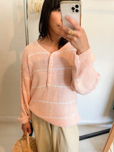 Load image into Gallery viewer, Peach Cotton Henley Sweater
