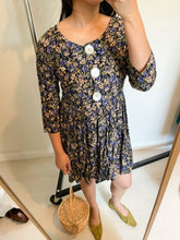 Load image into Gallery viewer, 80s Floral Big Buttons Mini Dress
