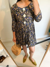 Load image into Gallery viewer, 80s Floral Big Buttons Mini Dress
